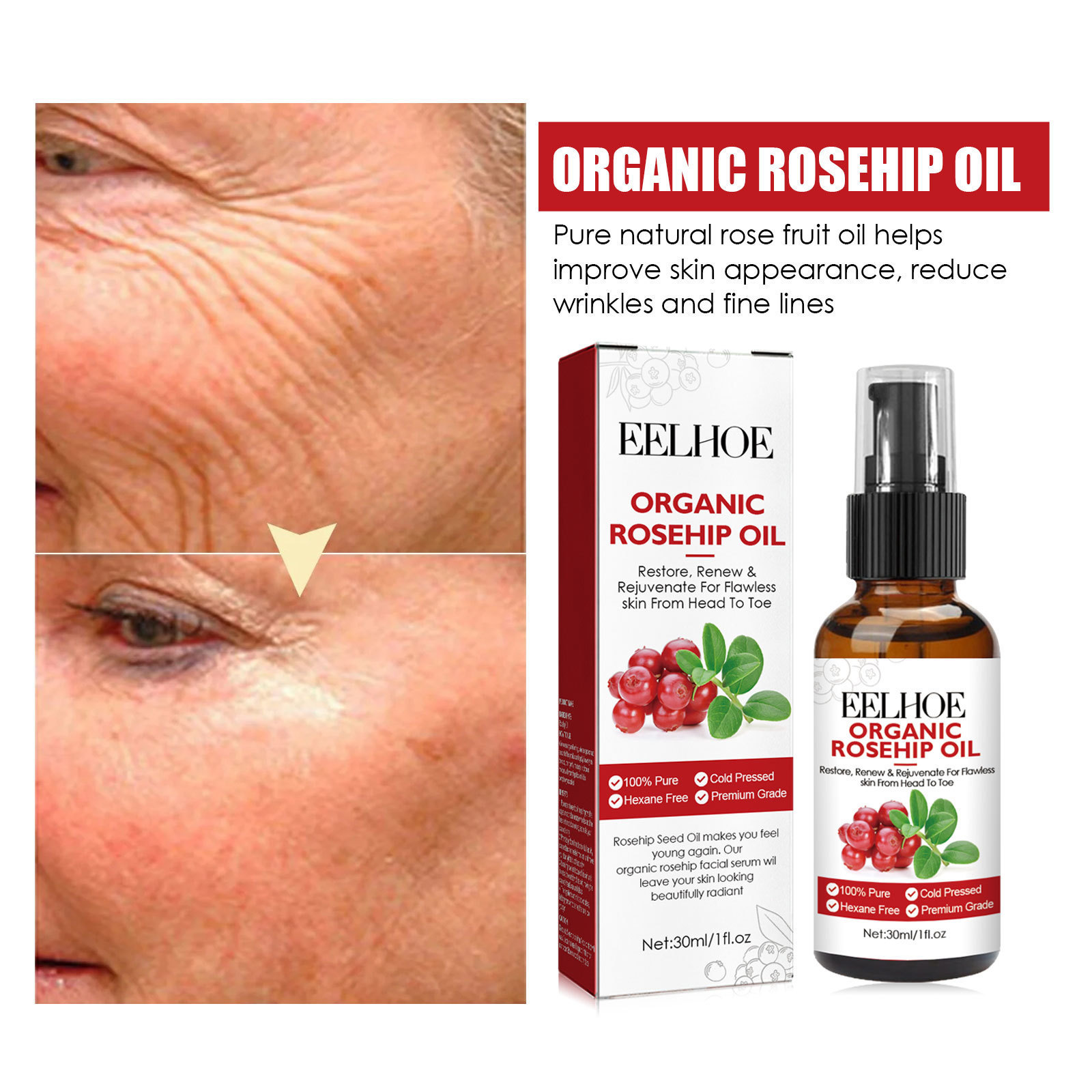 30 مللي زيت ثمر الورد مصل الوج - مراجعة Face Oil Rosehip وسعره